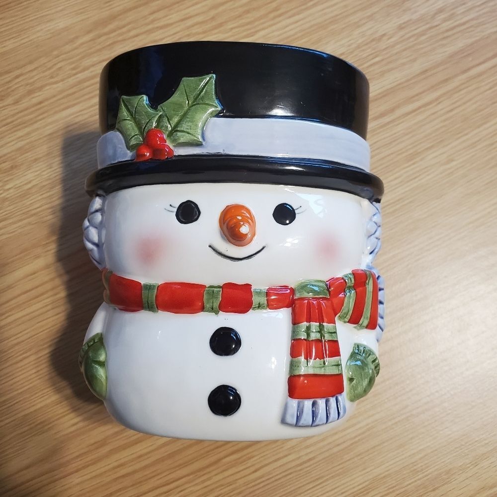 Snowman ceramic container‎ napco